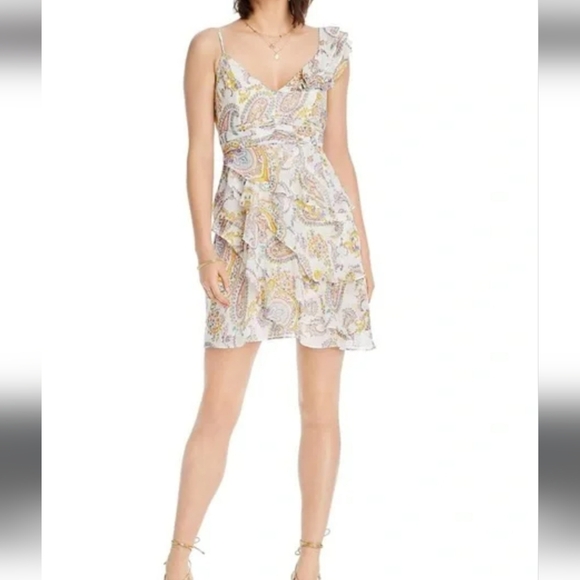 NWT LINI Naomi Ruffled V Neck Mini Dress Medium - Picture 5 of 14